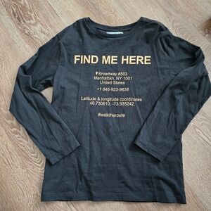 Zara Kids Black Long Sleeve Tee with Gold Text